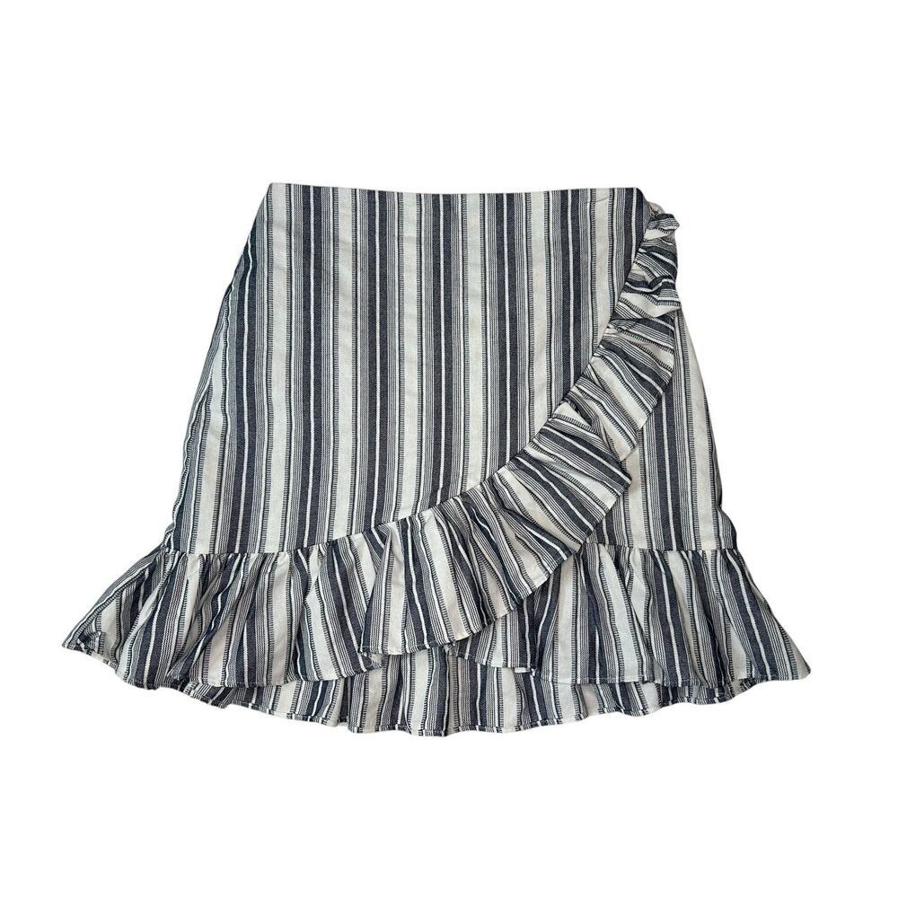 The Fifth Label Skirt Women’s Small Navy White Striped Ruffle Wrap Nautical Boho